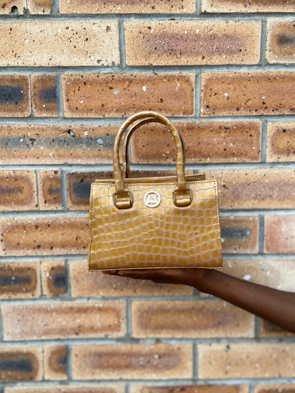 Lagos Mini: Glossy Fawn Yellow Crocodile Print