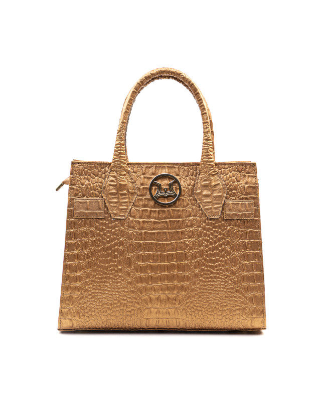 Montreal Midi: Gold Textured Crocodile Print