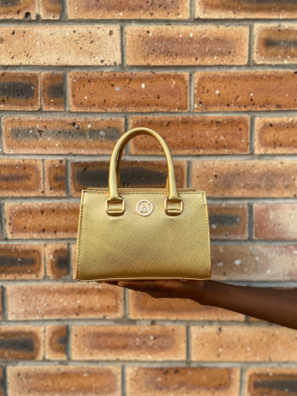 Lagos Mini: Glossy Gold Saffiano Print