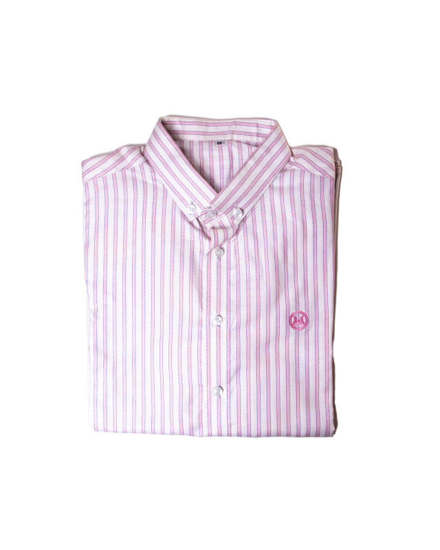 Aloha Shirt: White and Pink Striped