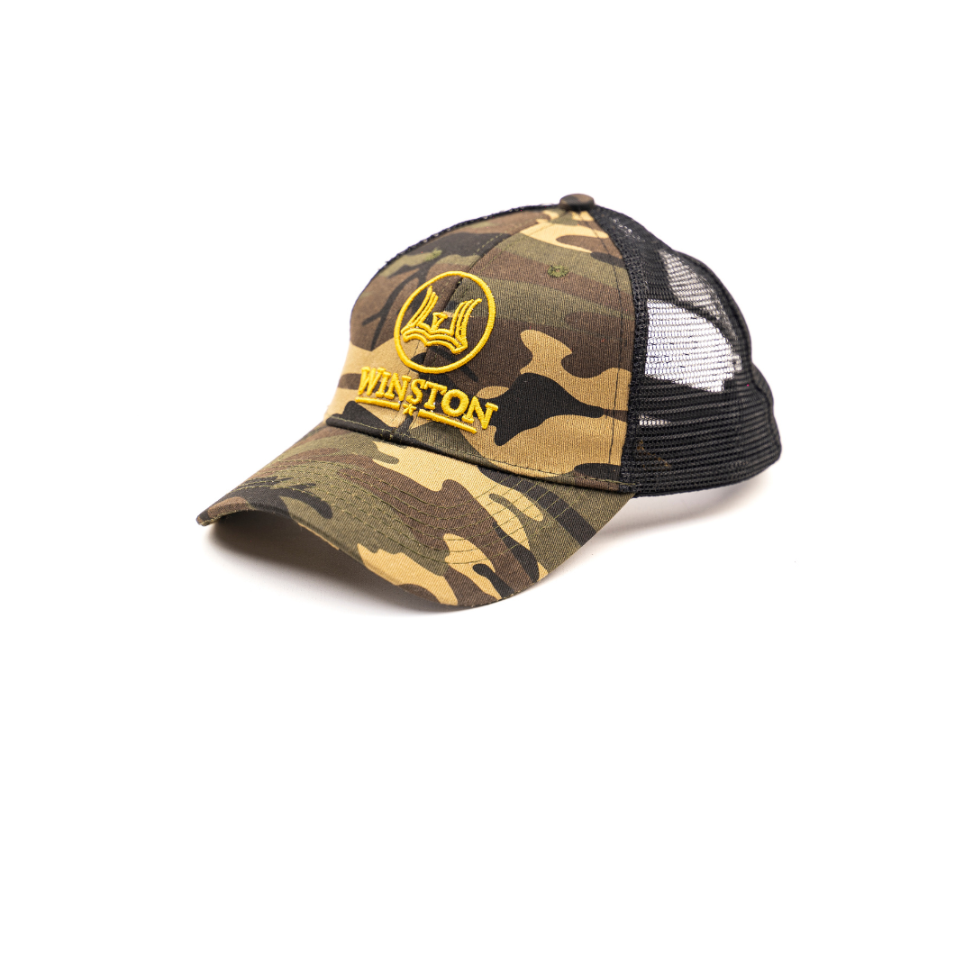 Classic Baseball Cap: Camouflage Half Mesh with Winston Logo