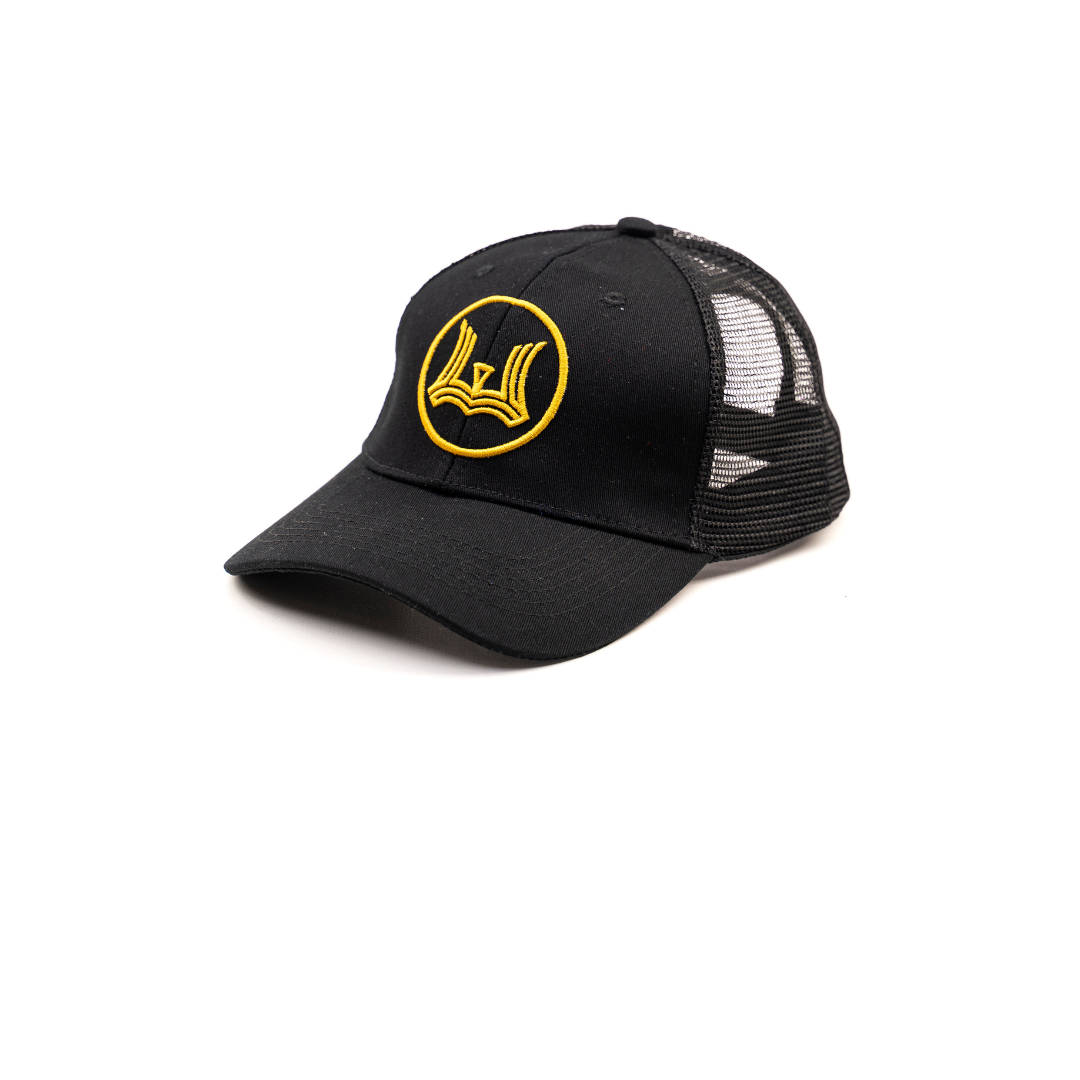 Classic Baseball Cap: Black Half Mesh with W Logo