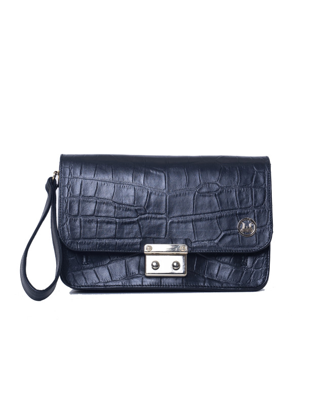 Man Bag: Black Crocodile Print