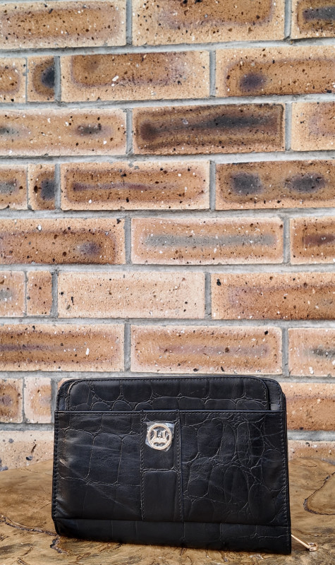 Man Bag II: Black Crocodile Print