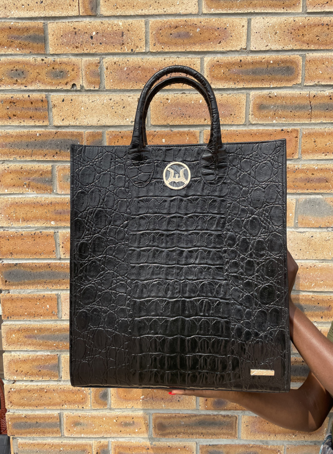 Backpack Man Tote: Limited Edition Black Crocodile Print