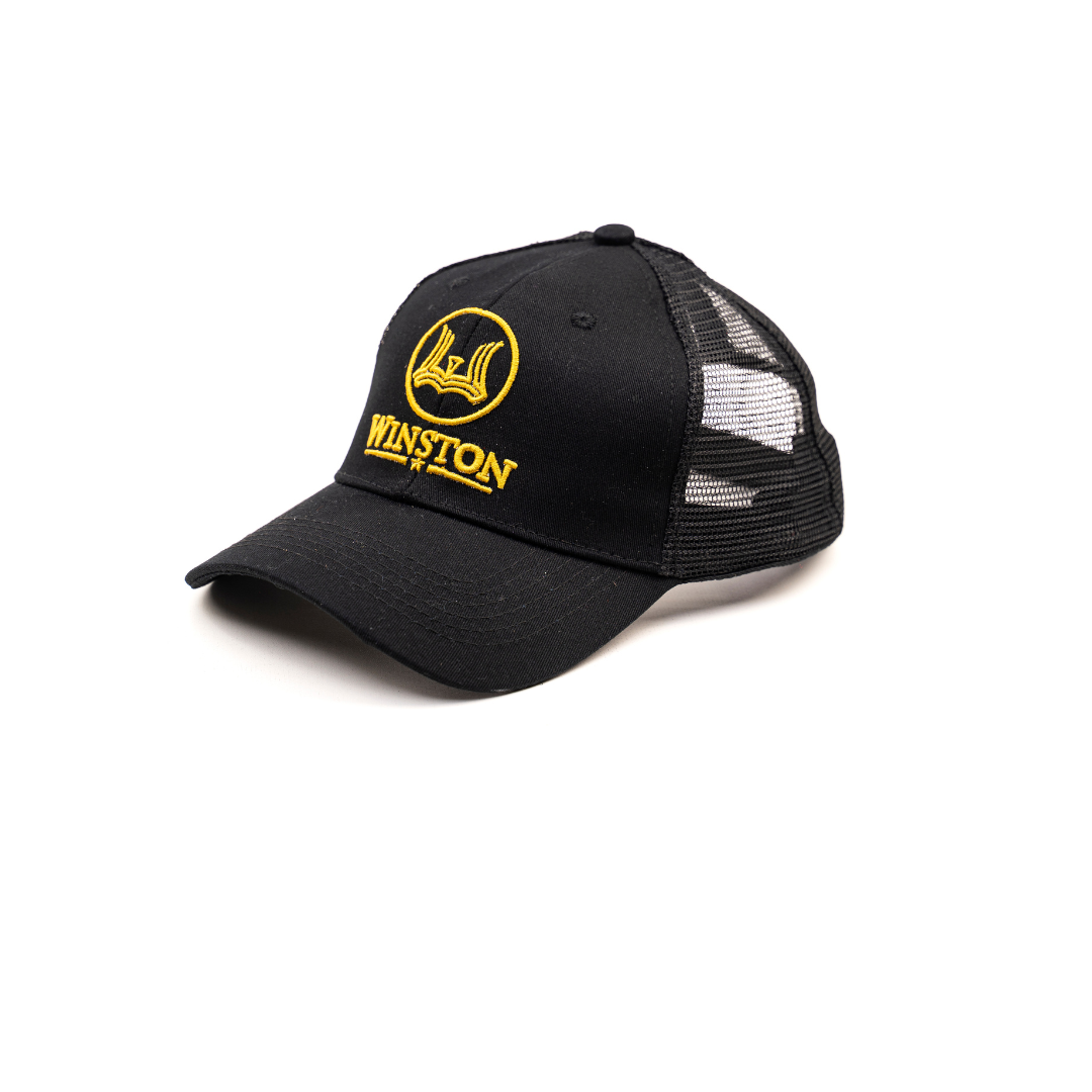 Classic Baseball Cap: Black Half Mesh with Winston Logo