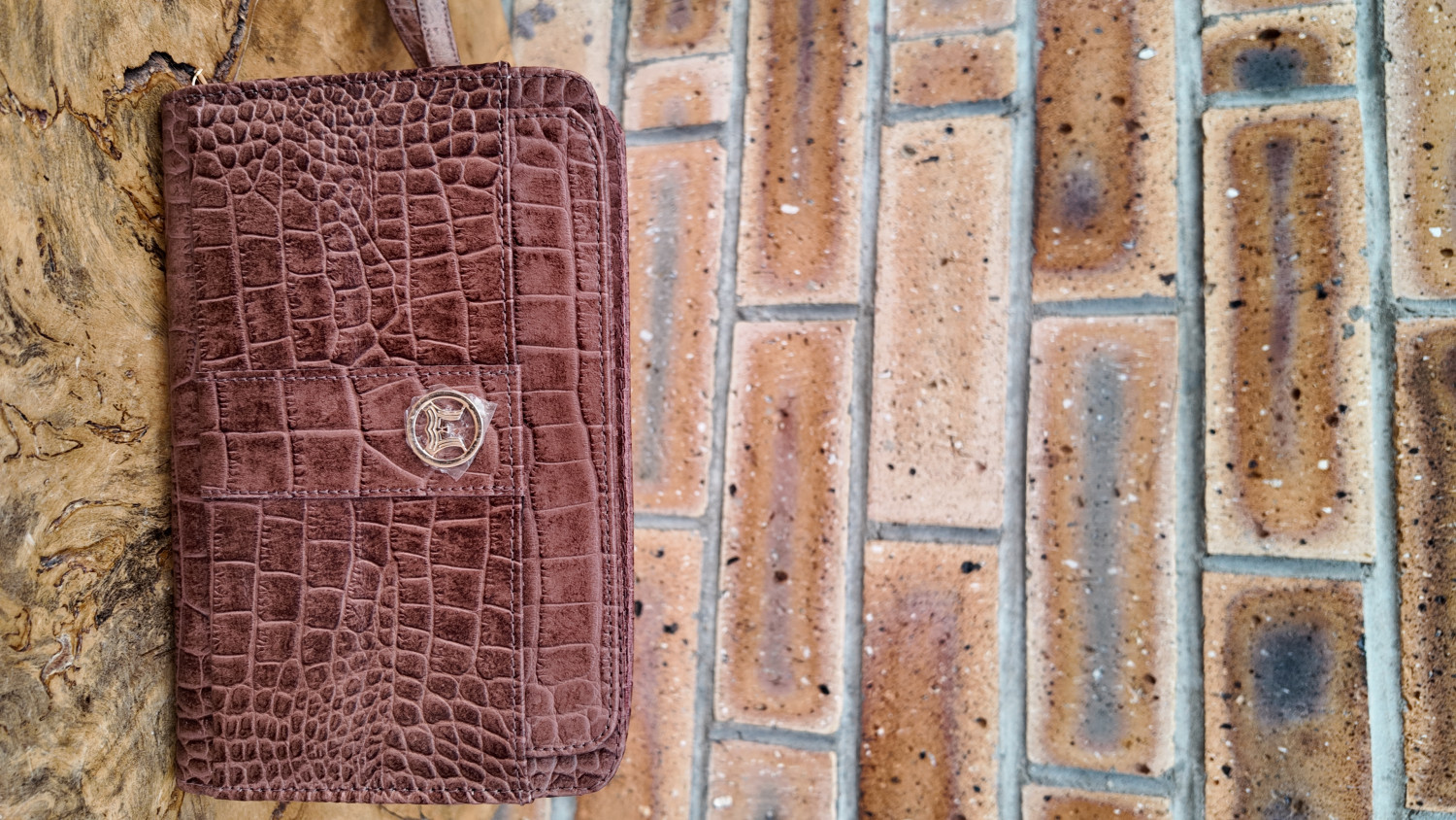 Man Bag II: Saddle Brown Crocodile Print