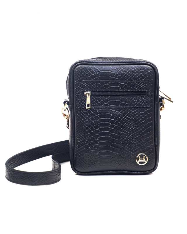 Cross Body Bag: Black Snake Print