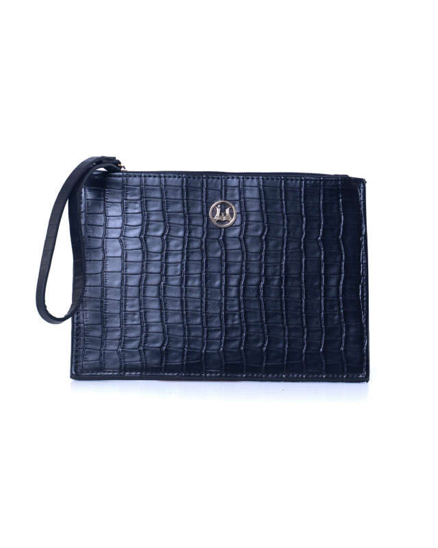 Man Purse: Black Crocodile Print