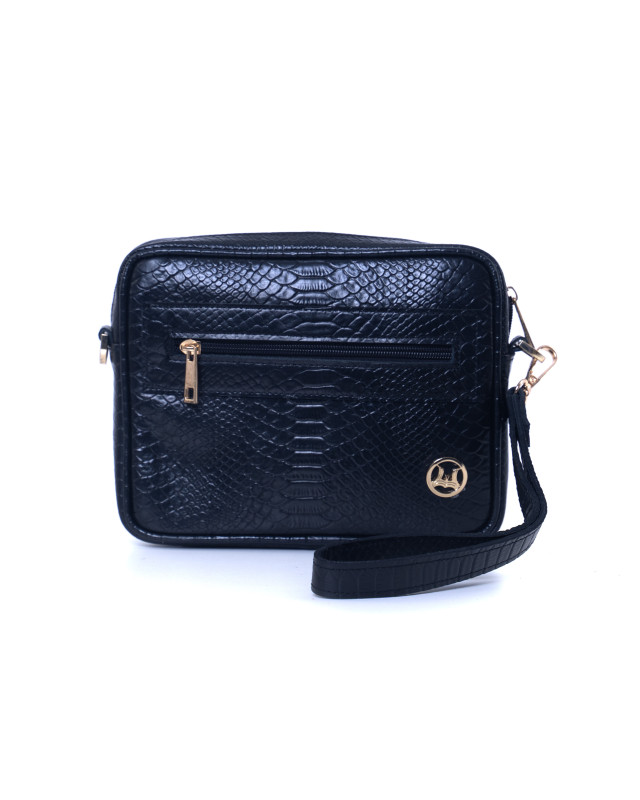 Messenger Bag: Black Snake Print