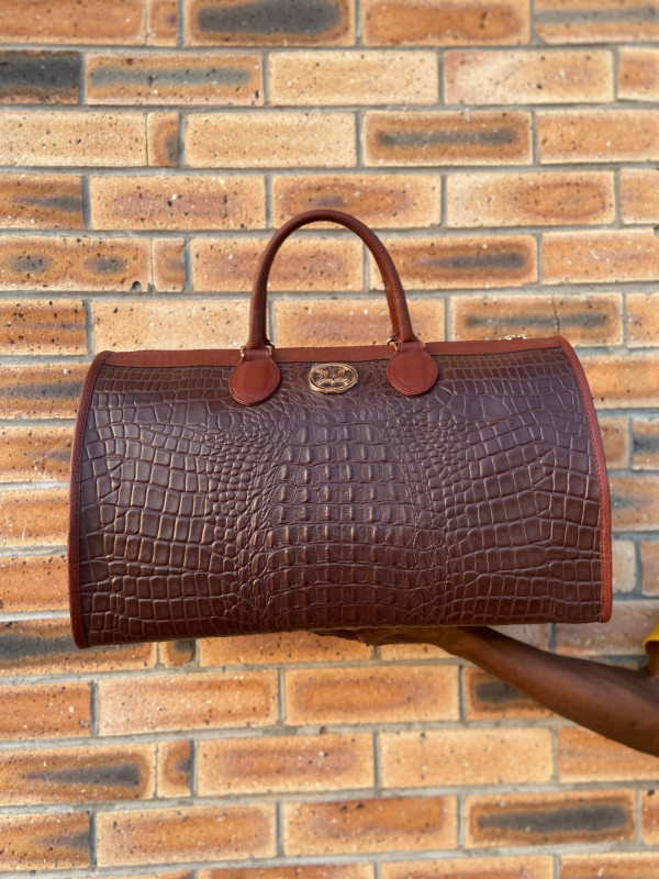 Duffle Bag 2.0: Brown Crocodile Print and Tam