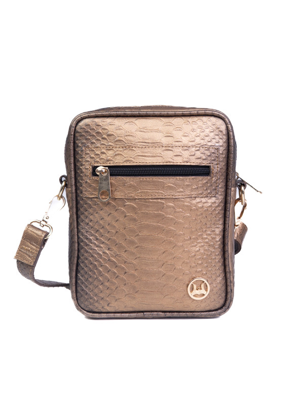 Cross Body Bag: Bronze Snake Print