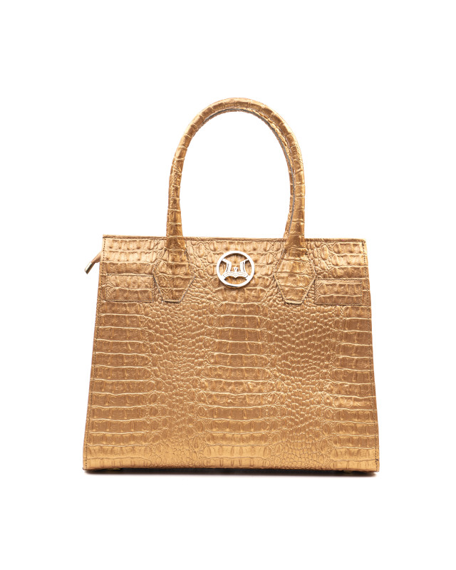 Montreal Maxi: Gold Textured Crocodile Print