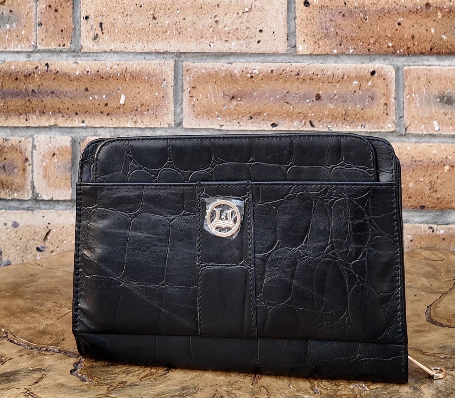 Man Bag II: Black Crocodile Print